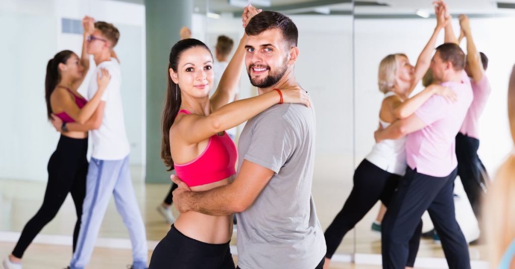 Couple dancing in a dancing class