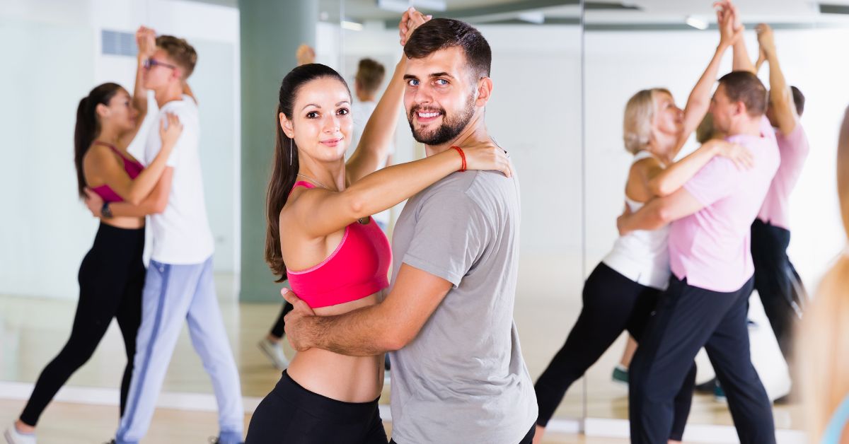 Couple dancing in a dancing class