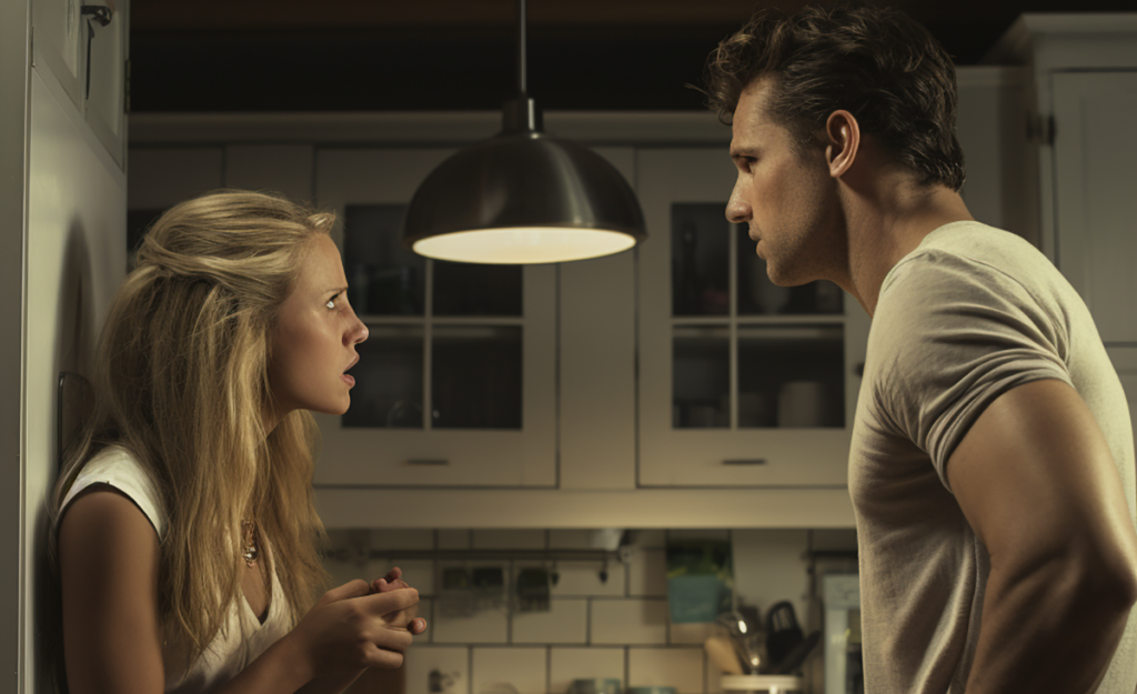 Man and Woman Arguing in Kitchen